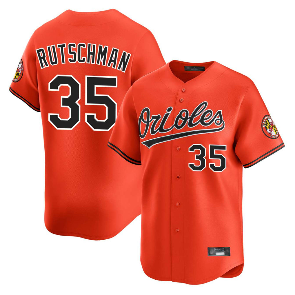 Friene B.Orioles #35 Adley Rutschman Player Orange Limited Home Game Stitched Jerseys
