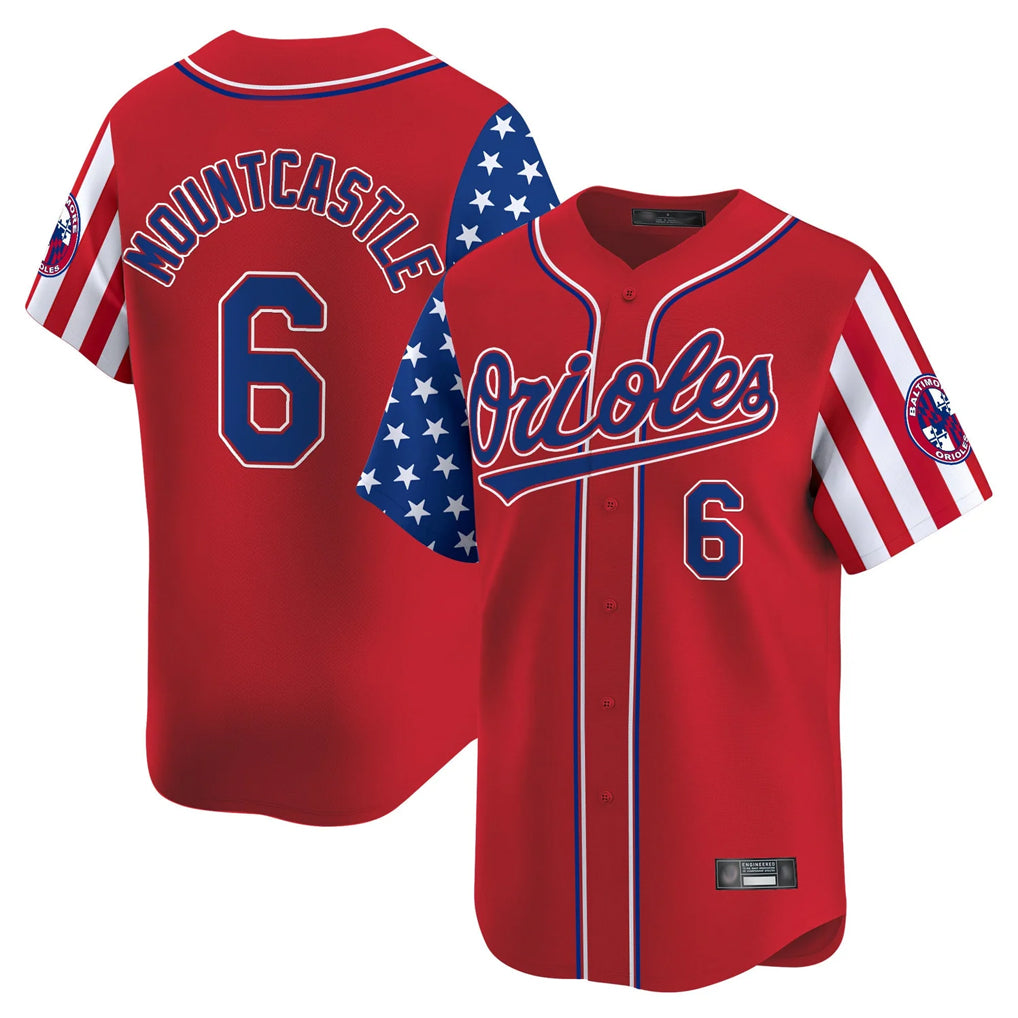 Friene B.Orioles #6 Ryan Mountcastle Player Red Independence Day Vapor Premier Limited Home Game Stitched Jerseys