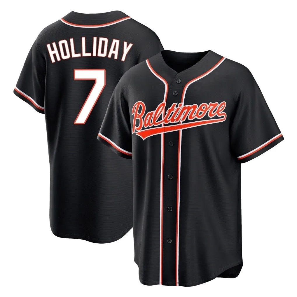 Friene B.Orioles #7 Jackson Holliday Player Black Out Home Game Stitched Jerseys