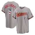 Friene B.Orioles #7 Jackson Holliday Player Gray USA 250 Fourth of July Home Game Stitched Jerseys