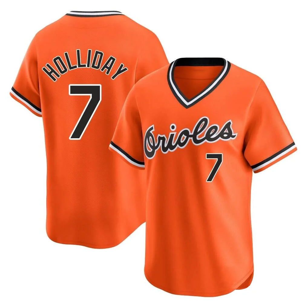 Friene B.Orioles #7 Jackson Holliday Player Orange T-shirt Limited Home Game Stitched Jerseys