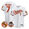 Friene B.Orioles #7 Jackson Holliday Player White 30th Anniversary of 2131 Home Game Stitched Jerseys