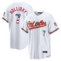 Friene B.Orioles #7 Jackson Holliday Player White USA 250 Fourth of July Home Game Stitched Jerseys