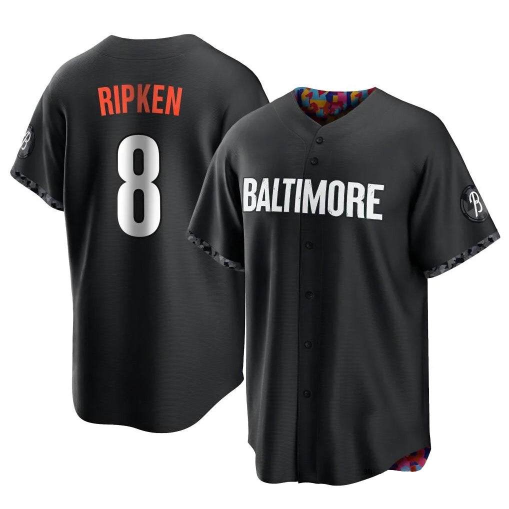 Friene B.Orioles #8 Cal Ripken Player Black City Connect Home Game Stitched Jerseys