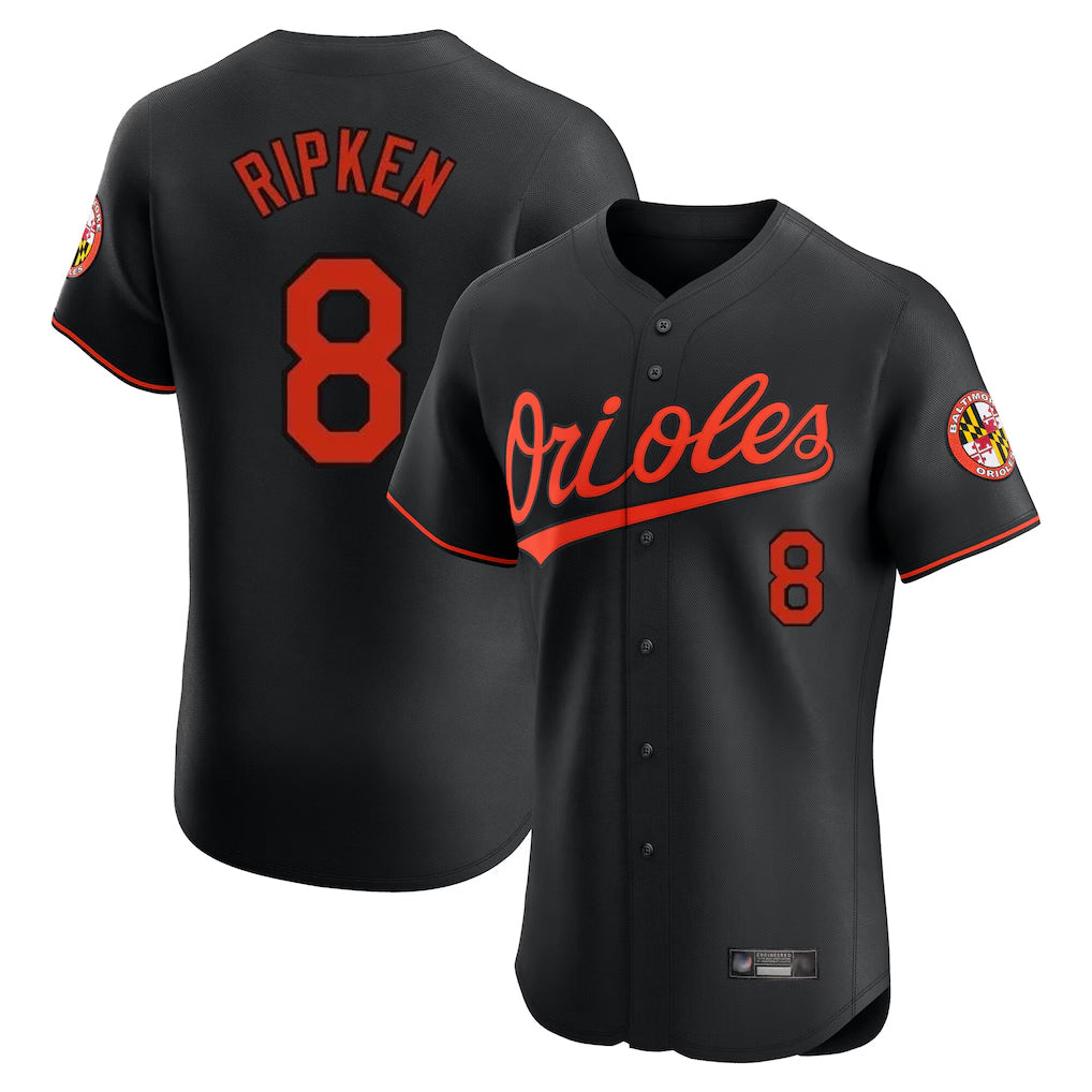 Friene B.Orioles #8 Cal Ripken Player Black Limited Elite Home Game Stitched Jerseys