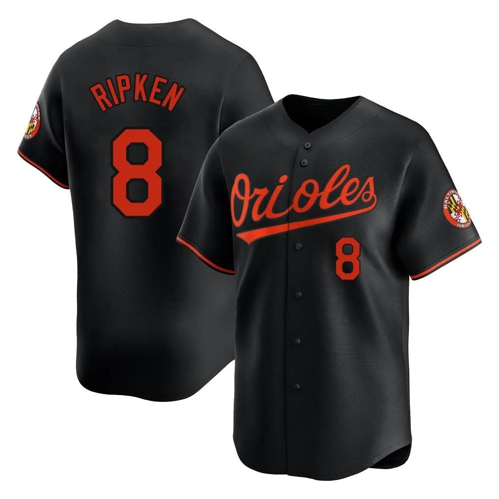 Friene B.Orioles #8 Cal Ripken Player Black Limited Home Game Stitched Jerseys