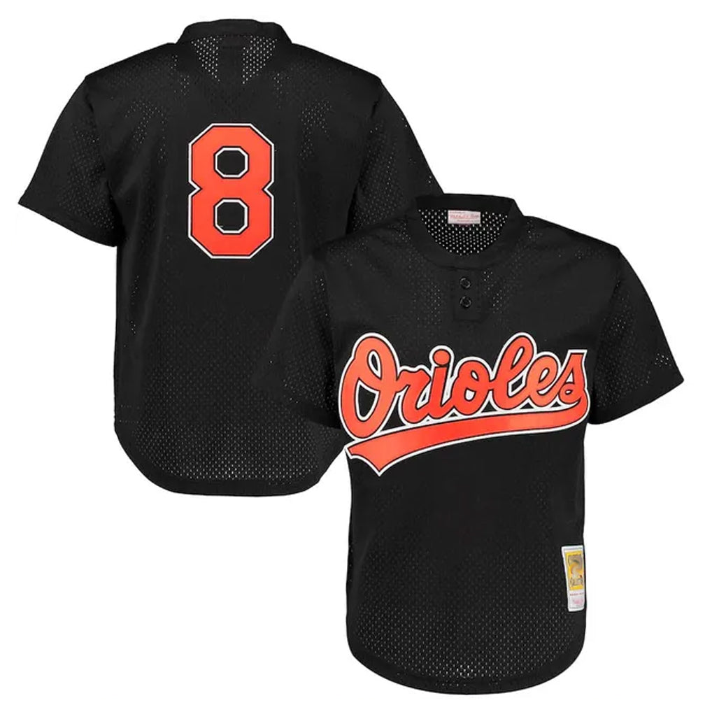 Friene B.Orioles #8 Cal Ripken Player Black Mitchell & Ness 1997 Cooperstown Mesh Game Stitched Jerseys