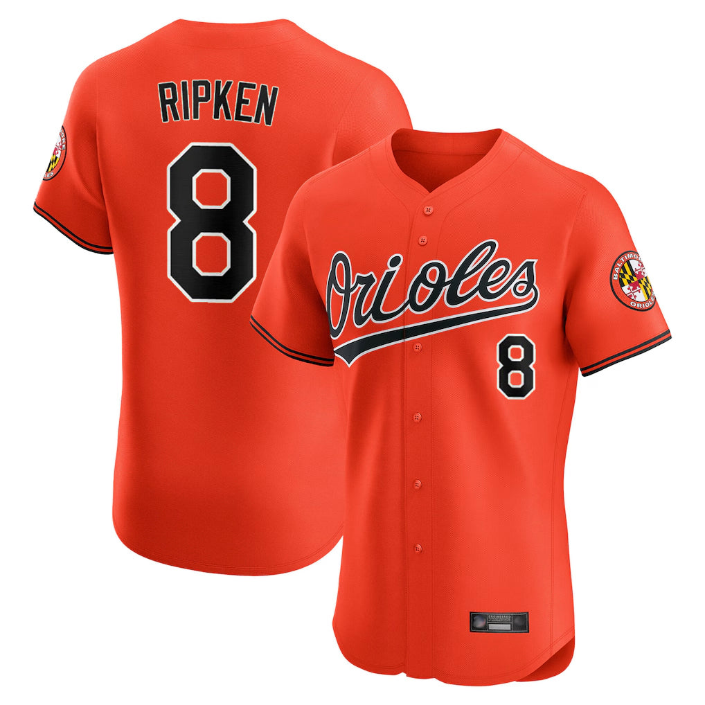 Friene B.Orioles #8 Cal Ripken Player Orange Limited Elite Home Game Stitched Jerseys