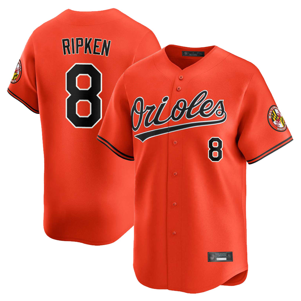 Friene B.Orioles #8 Cal Ripken Player Orange Limited Home Game Stitched Jerseys