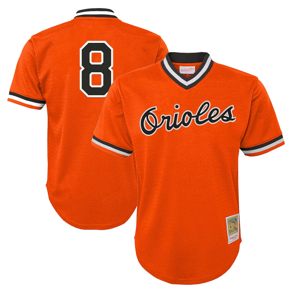 Friene B.Orioles #8 Cal Ripken Player Orange Mitchell & Ness Cooperstown Collection Mesh T-shirt Game Stitched Jerseys