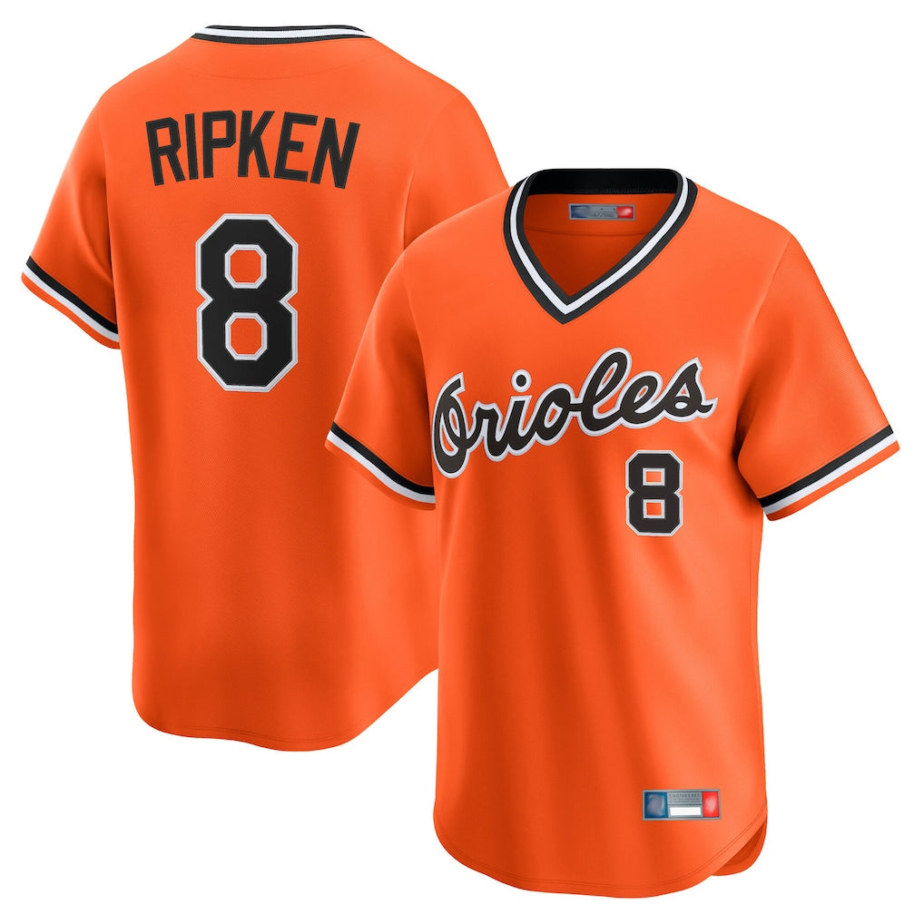 Friene B.Orioles #8 Cal Ripken Player Orange T-shirt Limited Home Game Stitched Jerseys