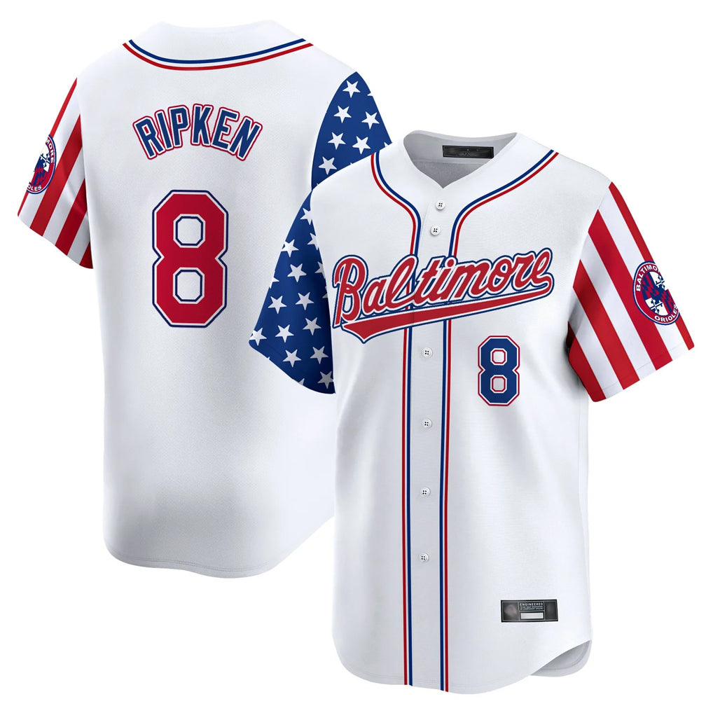 Friene B.Orioles #8 Cal Ripken Player White Independence Day Vapor Premier Limited Home Game Stitched Jerseys