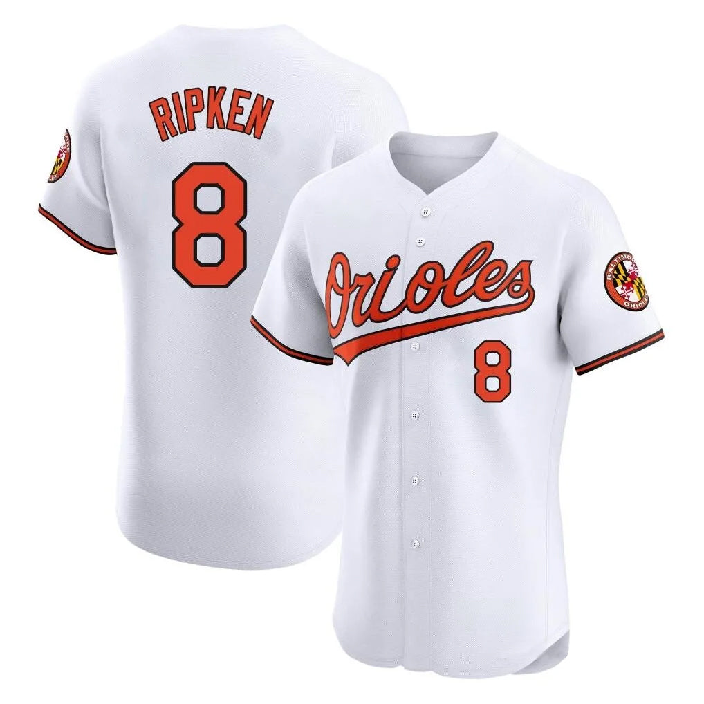 Friene B.Orioles #8 Cal Ripken Player White Limited Elite Home Game Stitched Jerseys