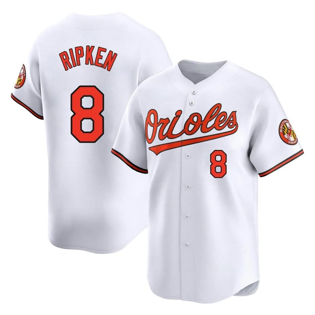 Friene B.Orioles #8 Cal Ripken Player White Limited Home Game Stitched Jerseys