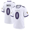 Friene B.Ravens #0 Roquan Smith Player White Purple Home Game Stitched Jerseys
