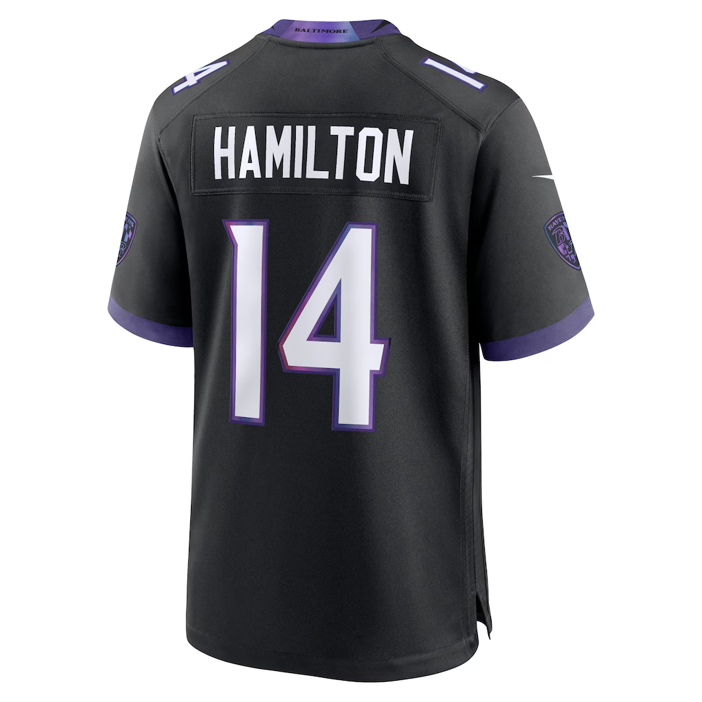 Friene B.Ravens #14 Kyle Hamilton Black Alternate Game Stitched Jerseys