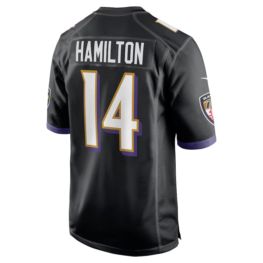 Friene B.Ravens #14 Kyle Hamilton Player Black Alternate Home Game Stitched Jerseys