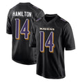 Friene B.Ravens #14 Kyle Hamilton Player Black Carbon Fashion Game Home Stitched Jerseys
