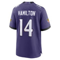 Friene B.Ravens #14 Kyle Hamilton Player Purple Home Game Stitched Jerseys