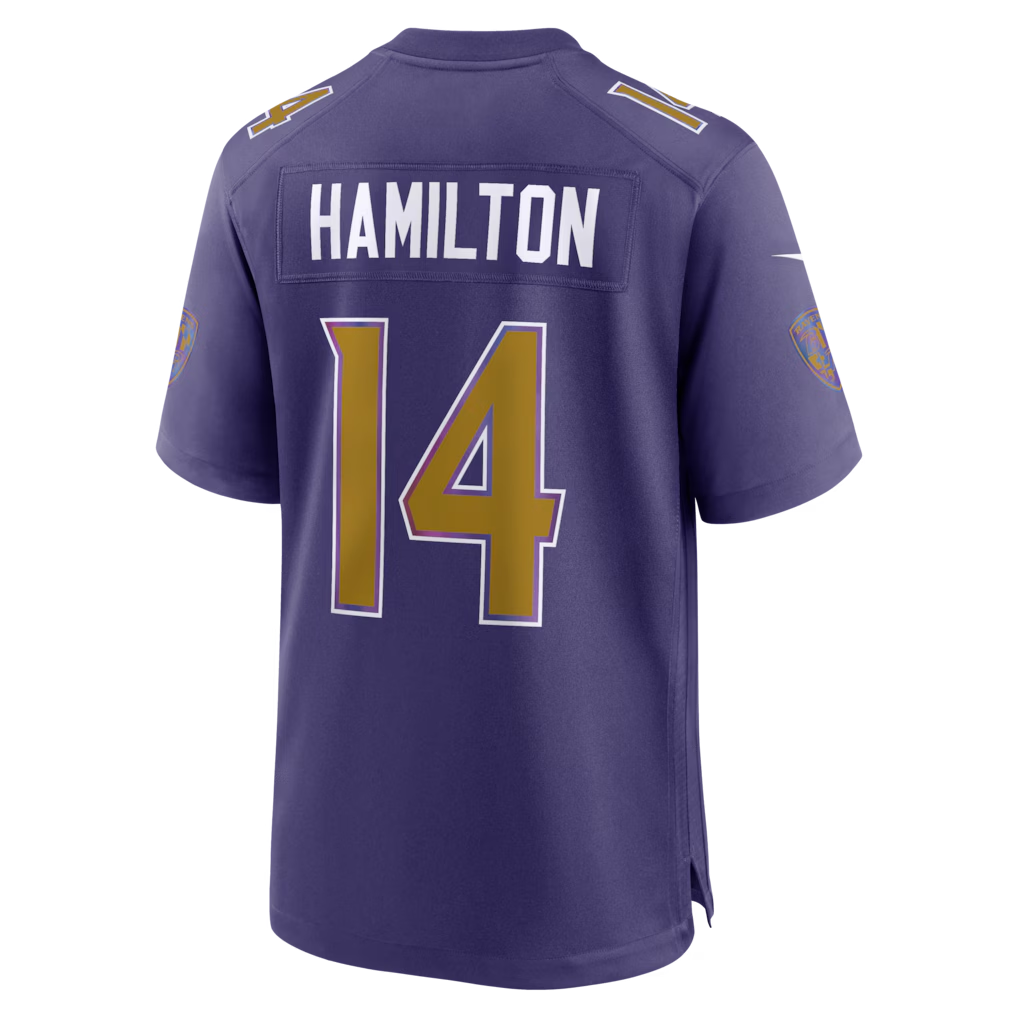 Friene B.Ravens #14 Kyle Hamilton Purple Alternate Game Stitched Jerseys