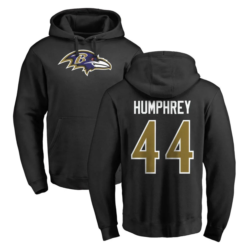 Friene B.Ravens #44 Marlon Humphrey Player Black Pullover Hoodie Stitched Jerseys