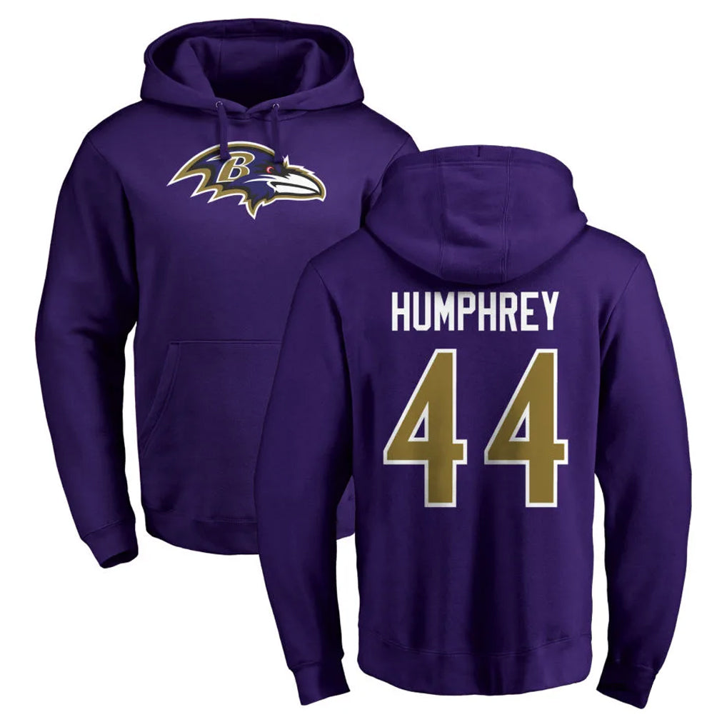 Friene B.Ravens #44 Marlon Humphrey Player Purple Salute to Service Pullover Hoodie Stitched Jerseys