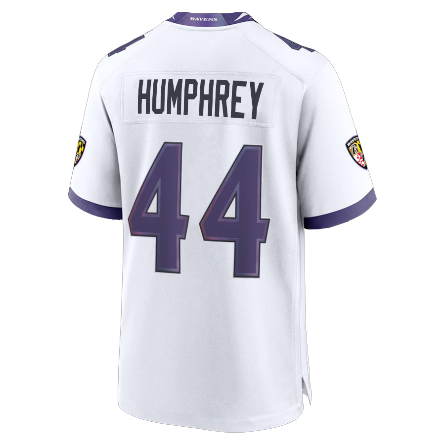 Friene B.Ravens #44 Marlon Humphrey Player White Home Game Stitched Jerseys