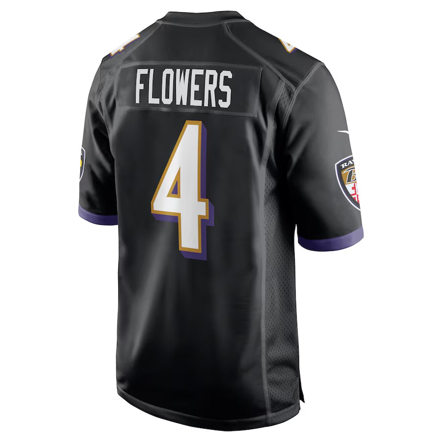 Friene B.Ravens #4 Zay Flowers Player Black Alternate Home Game Stitched Jerseys