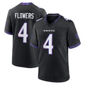 Friene B.Ravens #4 Zay Flowers Player Black Home Game Stitched Jerseys