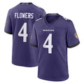 Friene B.Ravens #4 Zay Flowers Player Purple Home Game Stitched Jerseys