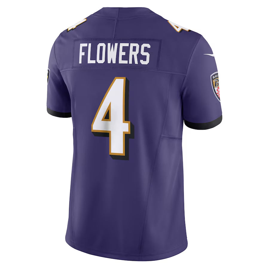 Friene B.Ravens #4 Zay Flowers Player Purple Vapor F.U.S.E. Limited Home Game Stitched Jerseys
