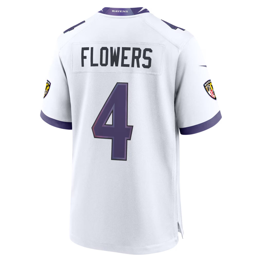 Friene B.Ravens #4 Zay Flowers White Game Stitched Jerseys