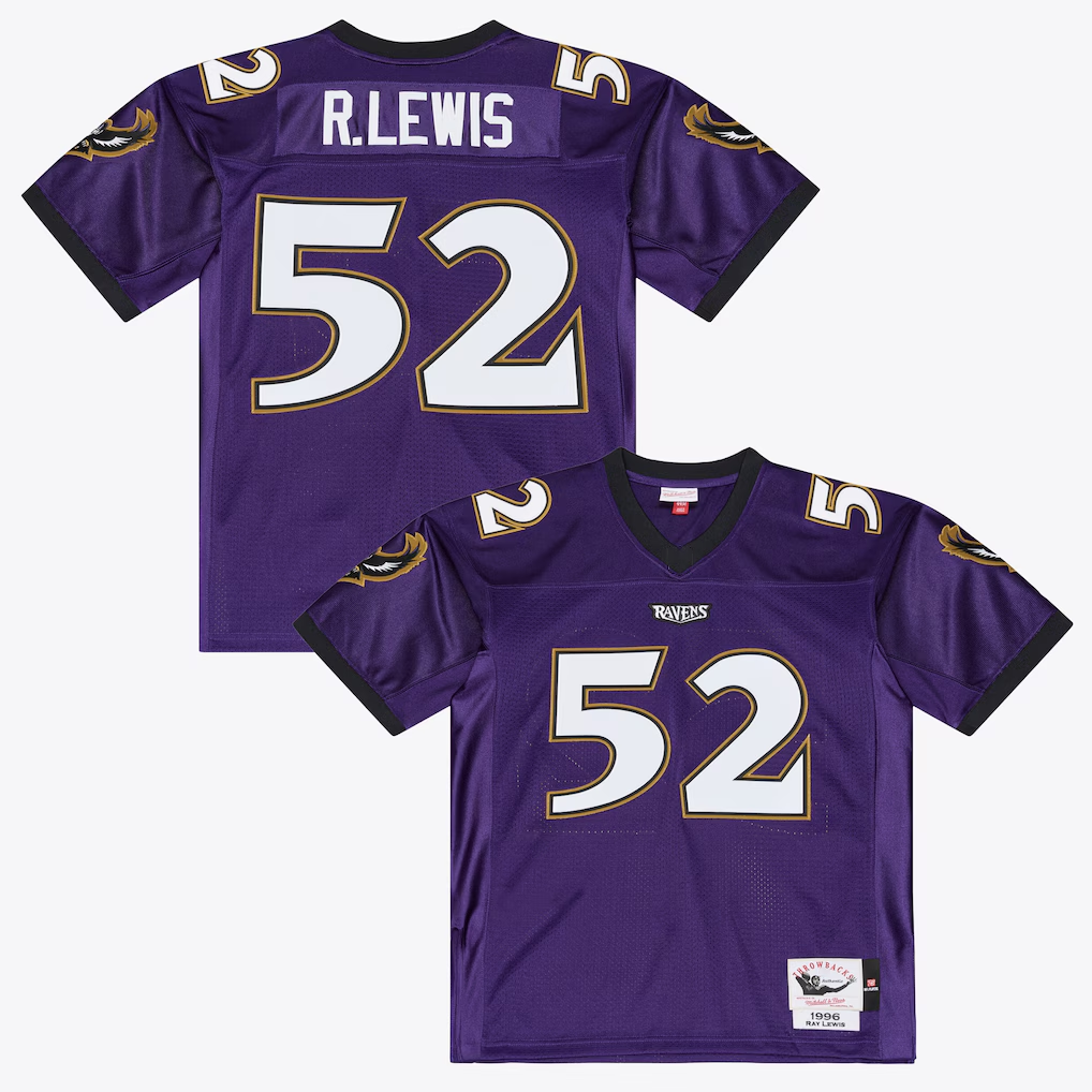 Friene B.Ravens #52 Ray Lewis Mitchell & Ness Purple 1996 Authentic Throwback Stitched Jerseys