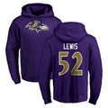Friene B.Ravens #52 Ray Lewis Player Purple Salute to Service Pullover Hoodie Stitched Jerseys