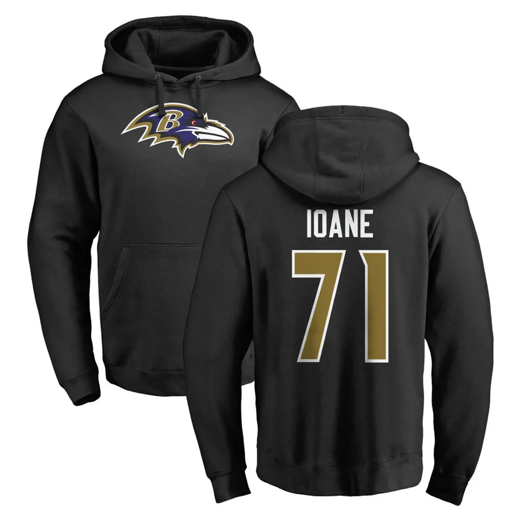 Friene B.Ravens #71 Olaivavega Ioane Player Black Pullover Hoodie Stitched Jerseys