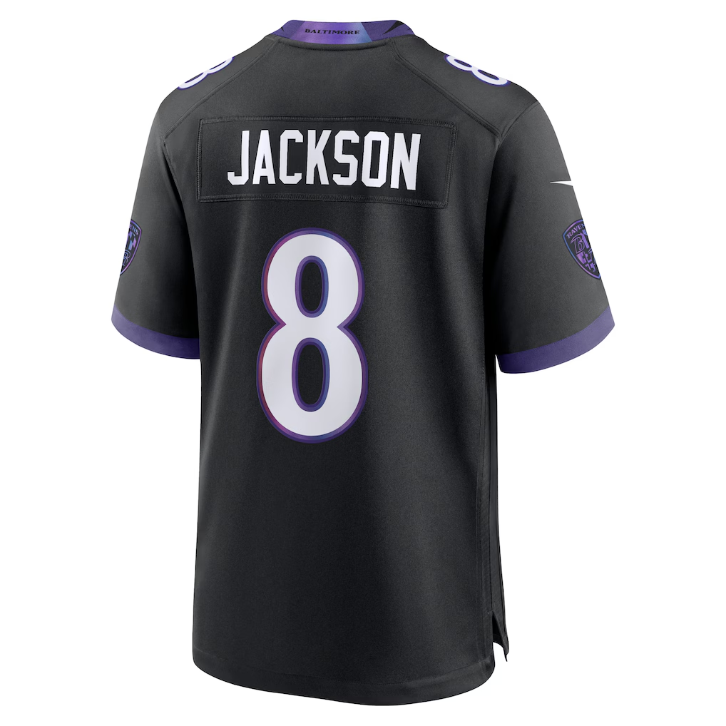 Friene B.Ravens #8 Lamar Jackson Black Alternate Game Stitched Jerseys