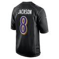 Friene B.Ravens #8 Lamar Jackson Player Black Carbon Fashion Home Game Stitched Jerseys