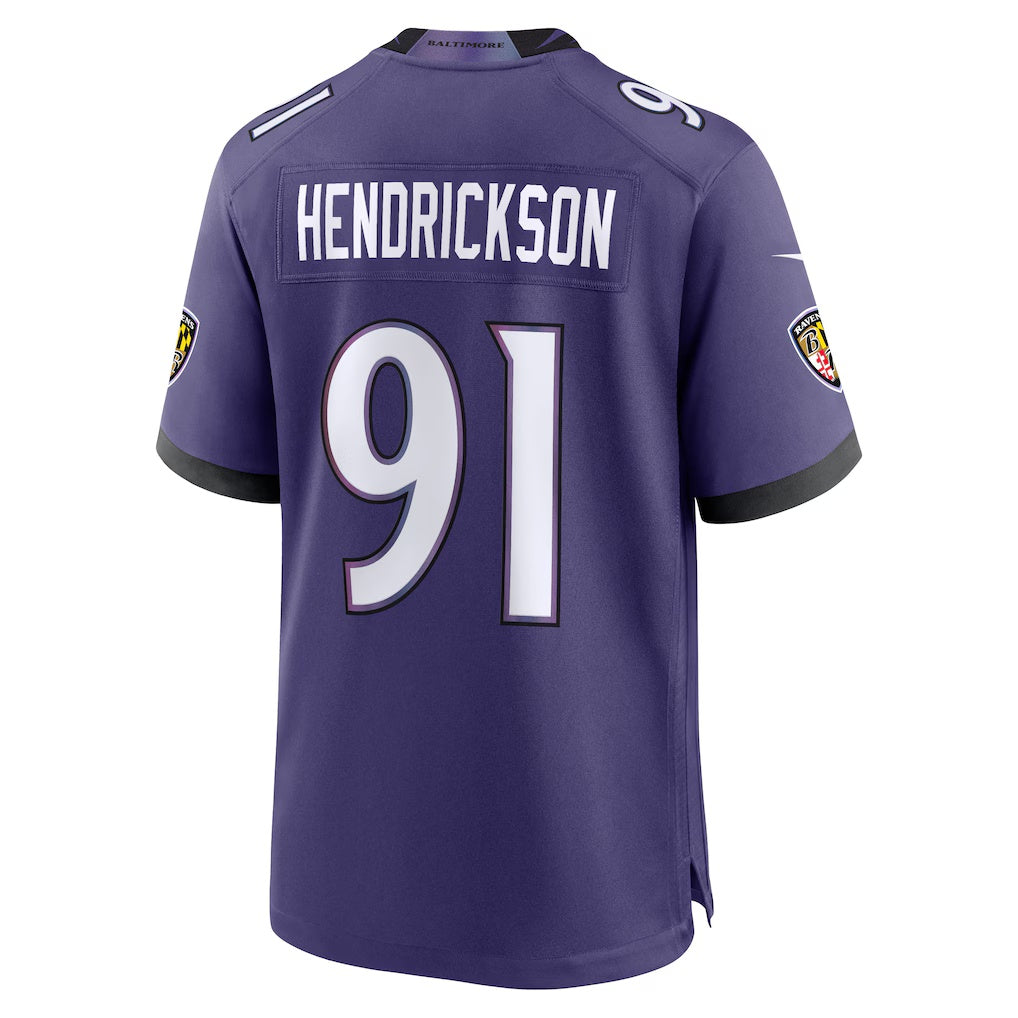 Friene B.Ravens #91 Trey Hendrickson Purple Team Game Stitched Jerseys