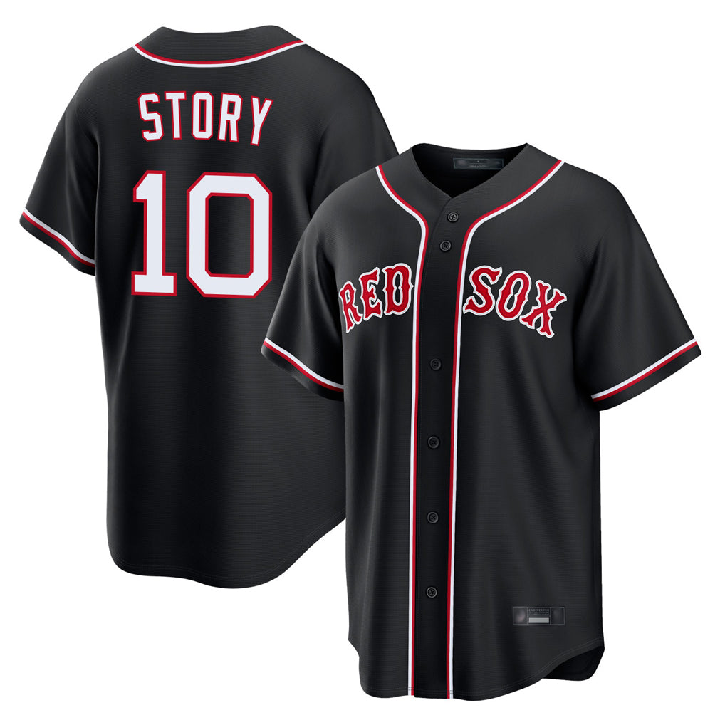 Friene B.Red Sox #10 Trevor Story Player Black Out Home Game Stitched Jerseys