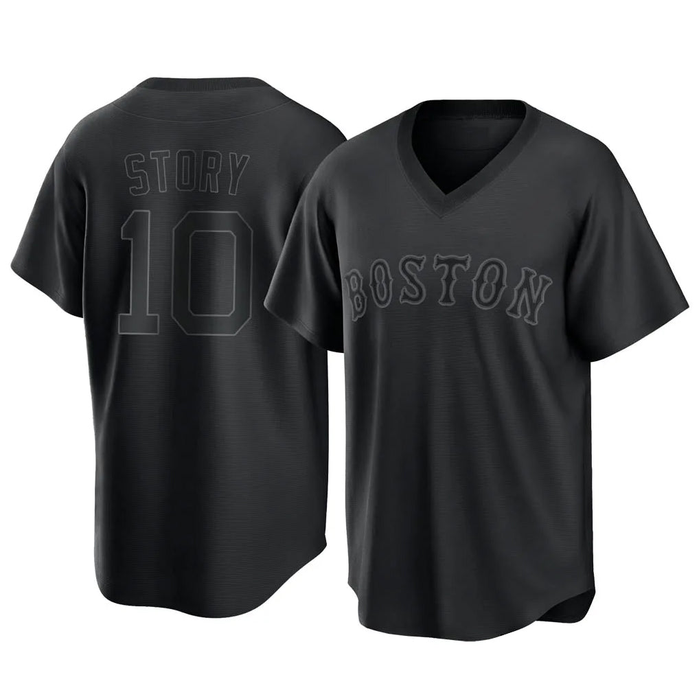 Friene B.Red Sox #10 Trevor Story Player Black T-shirt Home Game Stitched Jerseys