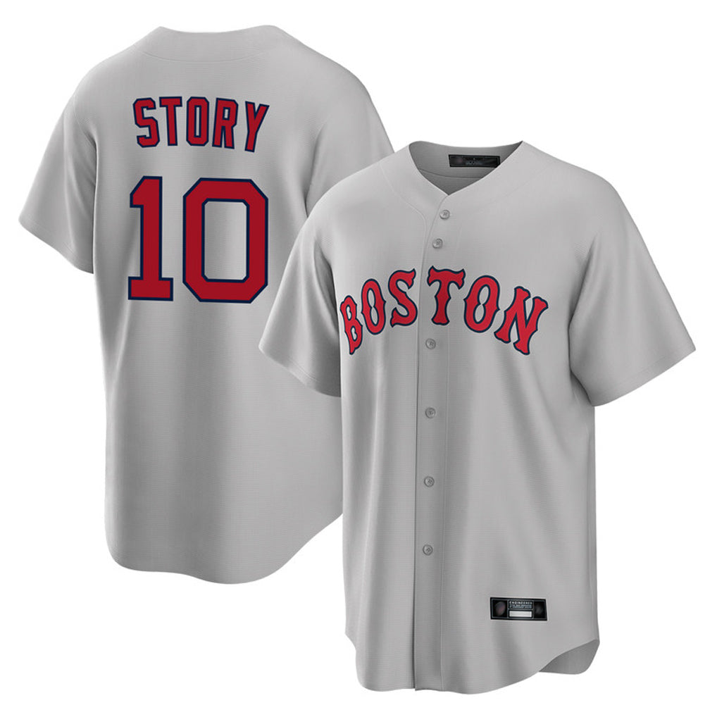 Friene B.Red Sox #10 Trevor Story Player Gray Road Home Game Stitched Jerseys