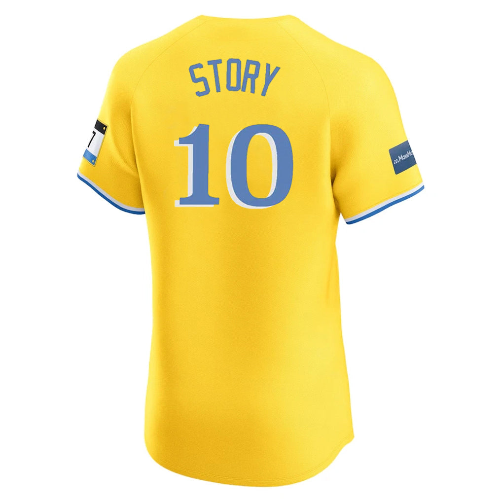 Friene B.Red Sox #10 Trevor Story Player Yellow Limited Elite Home Game Stitched Jerseys