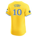 Friene B.Red Sox #10 Trevor Story Player Yellow Limited Elite Home Game Stitched Jerseys