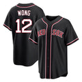 Friene B.Red Sox #12 Connor Wong Player Black Out Home Game Stitched Jerseys