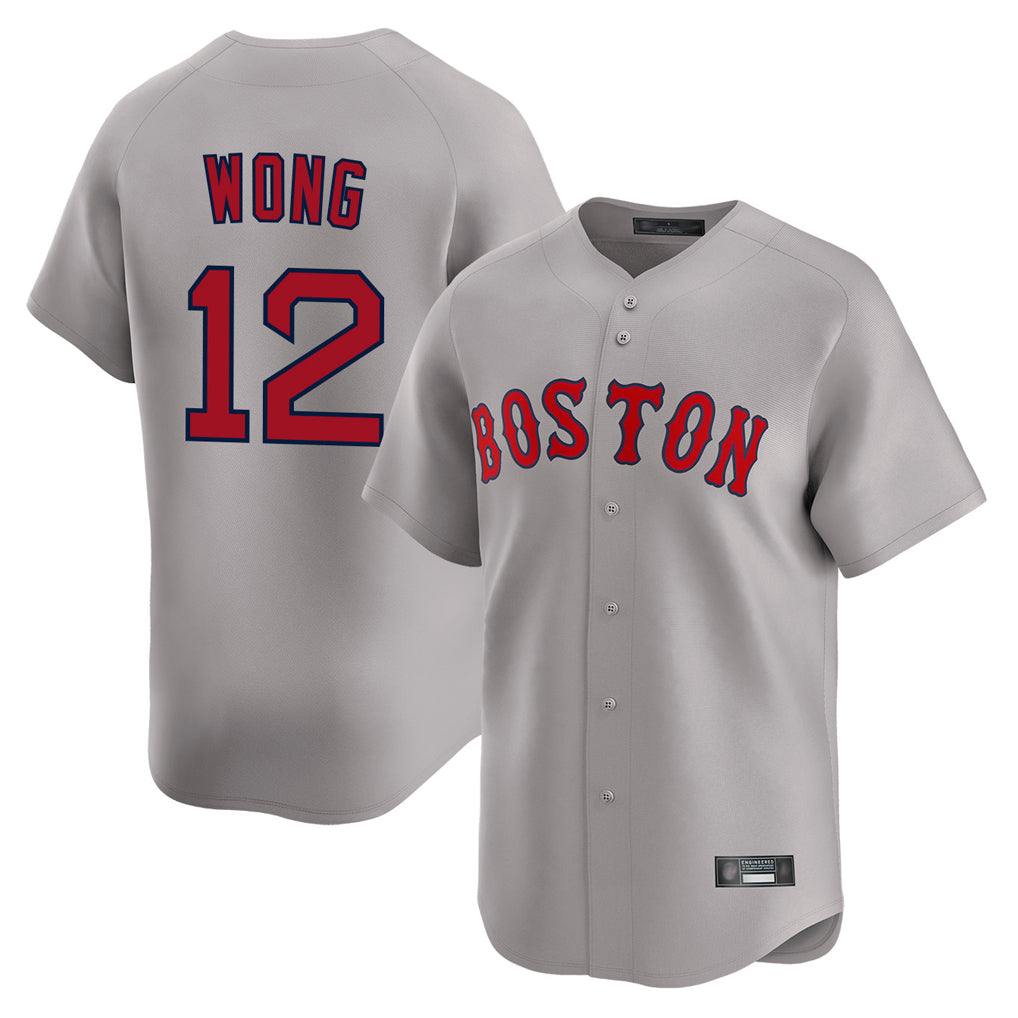 Friene B.Red Sox #12 Connor Wong Player Gray Road Limited Home Game Stitched Jerseys