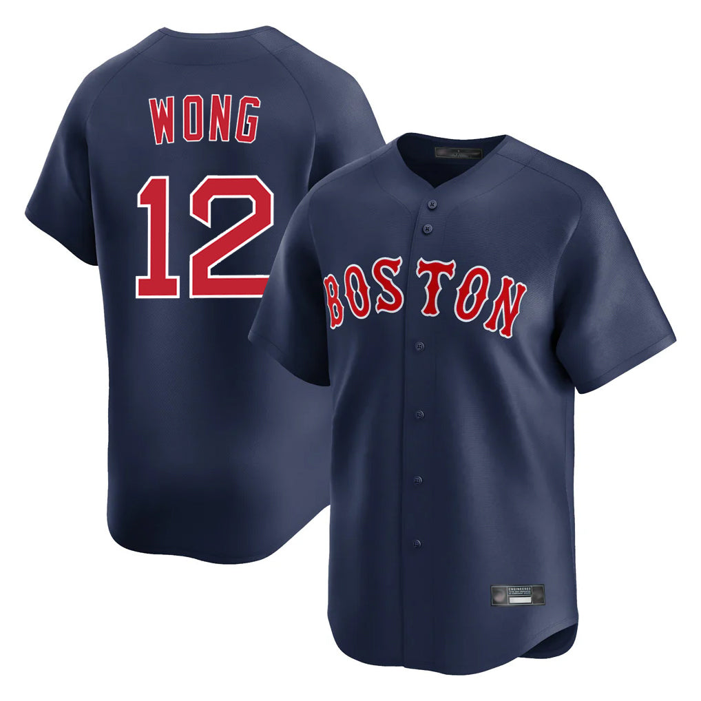 Friene B.Red Sox #12 Connor Wong Player Navy Limited Home Game Stitched Jerseys