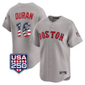 Friene B.Red Sox #16 Jarren Duran Player Gray Road USA 250 Fourth of July Limited Home Game Stitched Jerseys