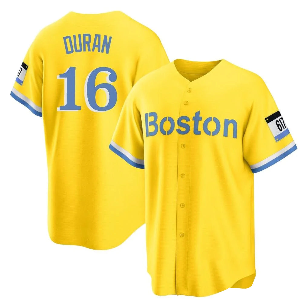 Friene B.Red Sox #16 Jarren Duran Player Yellow Home Game Stitched Jerseys