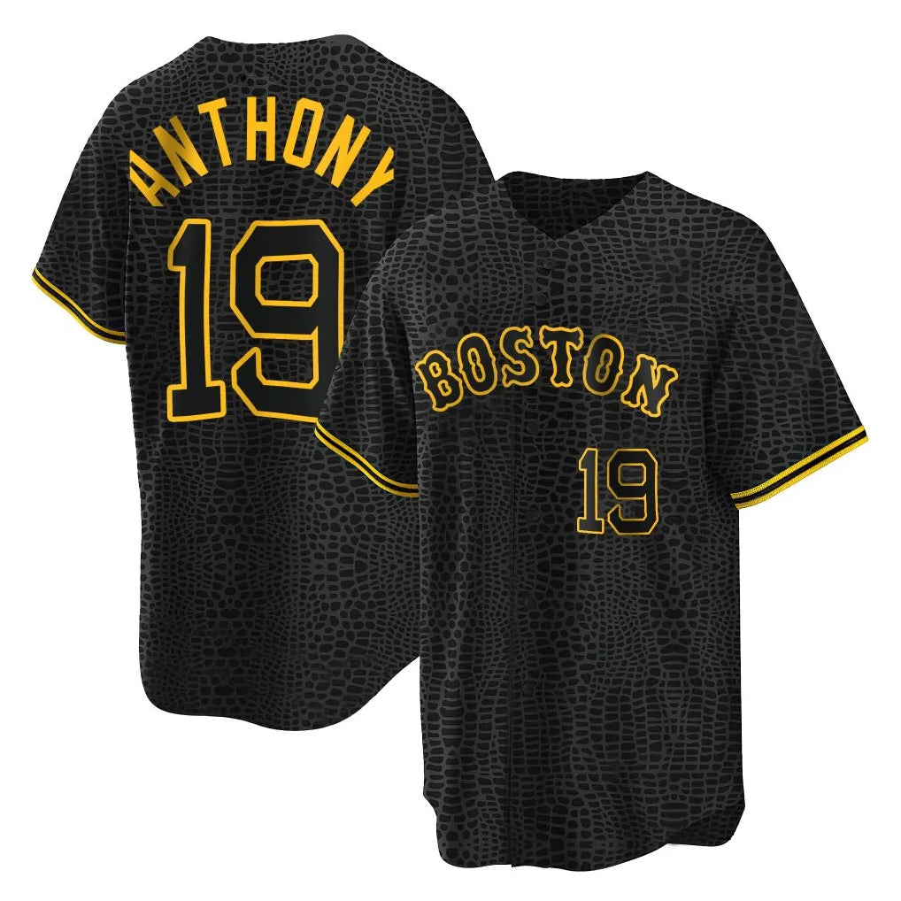 Friene B.Red Sox #19 Roman Anthony Player Black Snake Skin City Home Game Stitched Jerseys