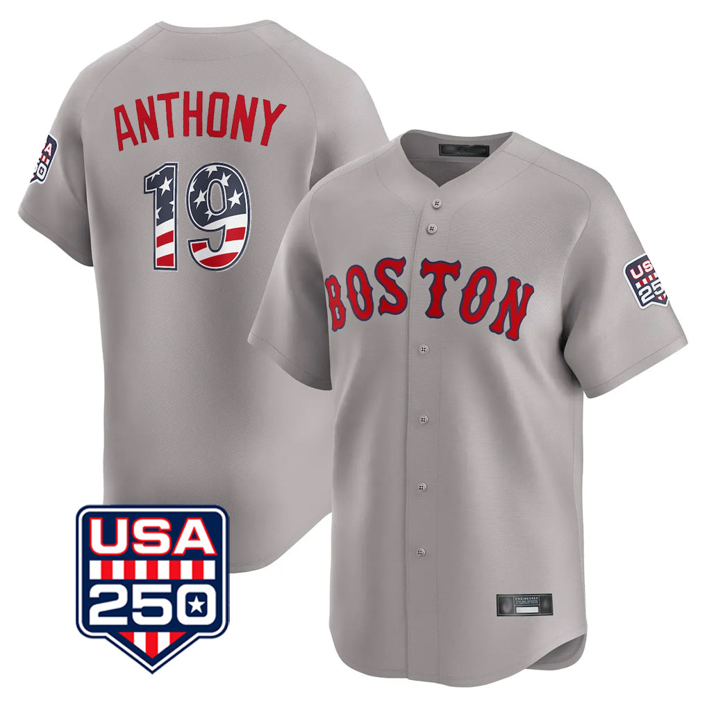 Friene B.Red Sox #19 Roman Anthony Player Gray Road USA 250 Fourth of July Limited Home Game Stitched Jerseys